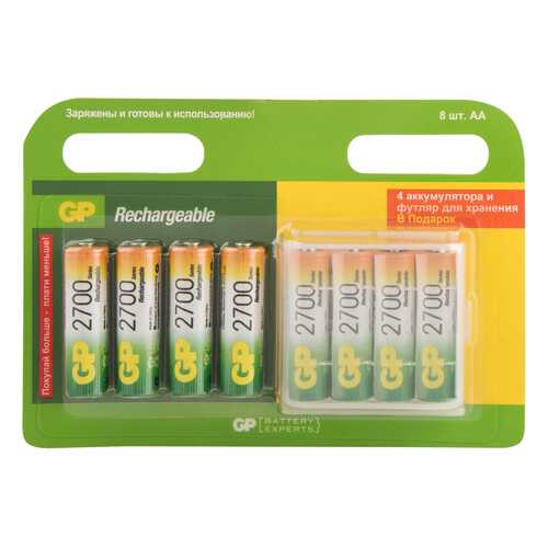 Аккумуляторная батарея GP Batteries 2700 series 270AAHC4/4-2CR8 8 шт в Юлмарт
