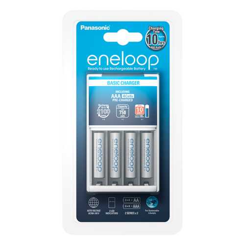 Зарядное устройство + аккумуляторы Panasonic eneloop K-KJ51MCC04E AAA 4 шт. 750 mAh в Юлмарт