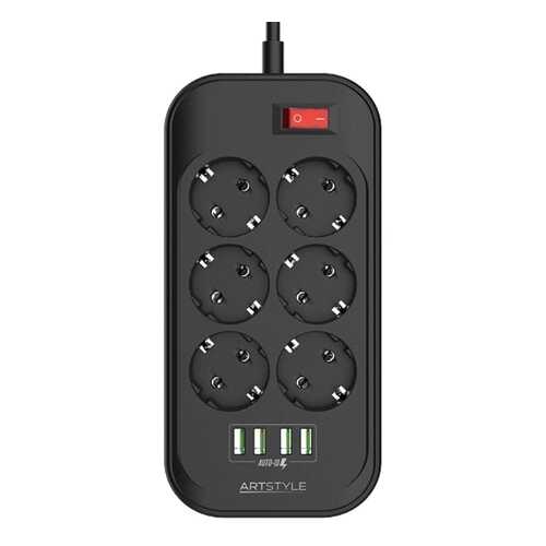 Сетевой фильтр Artstyle CL-6403B, 6 розеток, 2 м, Black в Юлмарт
