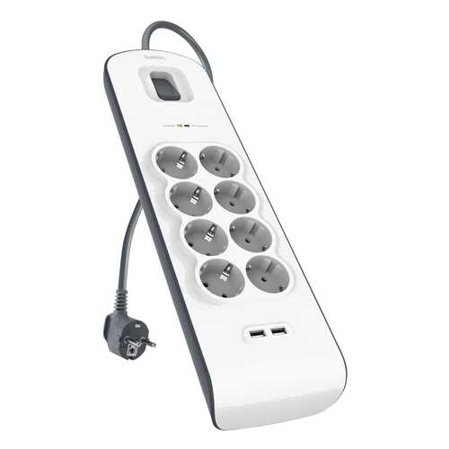 Сетевой фильтр Belkin BSV804vf2M, 8 розеток, 2 м, White в Юлмарт