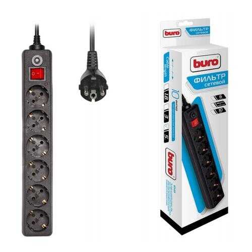 Сетевой фильтр BURO 600SH-5-B, 6 розеток, 5 м, Black в Юлмарт