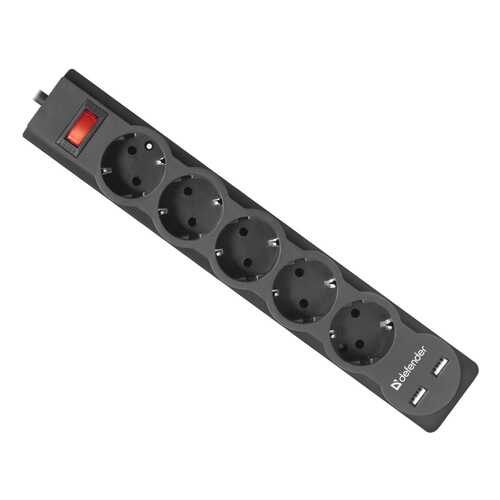 Сетевой фильтр Defender DFS 755, 5 розеток, 5 м, Black в Юлмарт