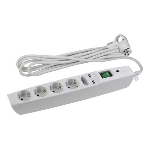 Сетевой фильтр ЭРА SFU-5es-2m-W, 5 розеток, 2 м, White в Юлмарт
