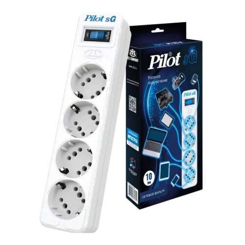 Сетевой фильтр Pilot SG, 4 розетки, 10 м, White в Юлмарт