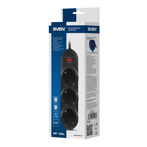 Сетевой фильтр Sven SF-03L, 3 розетки, 5 м, Black в Юлмарт