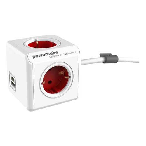 Удлинитель Allocacoc 1402RD/DEEUPC, 4 розетки, 1,5 м, White/Red в Юлмарт