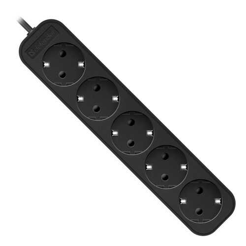 Удлинитель Defender M518, 5 розеток, 1,8 м, Black в Юлмарт