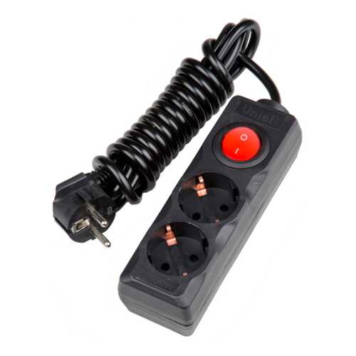 Удлинитель Uniel S-GCD2-3B, 2 розетки, 3 м, Black в Юлмарт