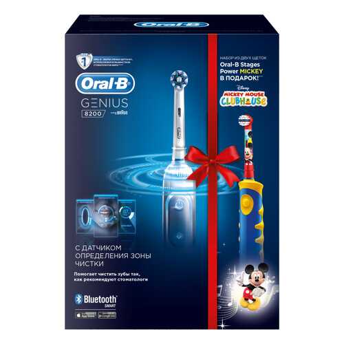 Электрическая зубная щетка Braun Oral-B Genius 8200 White + Kids D10.513K Mickey в Юлмарт