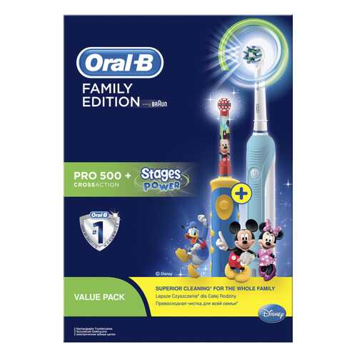 Электрическая зубная щетка Braun Oral-B Pro 500 CrossAction+Stages Power Микки в Юлмарт