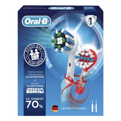 Электрическая зубная щетка Braun Oral-B Pro 500+Oral-B Stages Power Звездные войны в Юлмарт